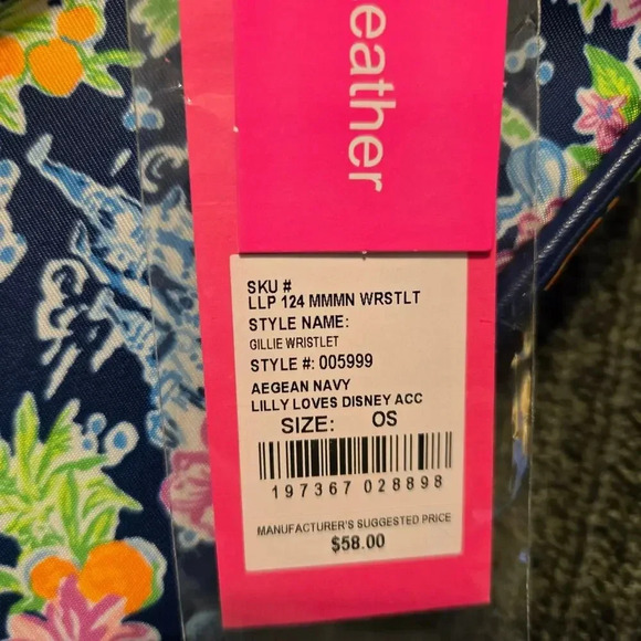 Disney Parks X Lilly Pulitzer Gillie Wristlet in Aegean Navy NWT - Picture 6 of 6